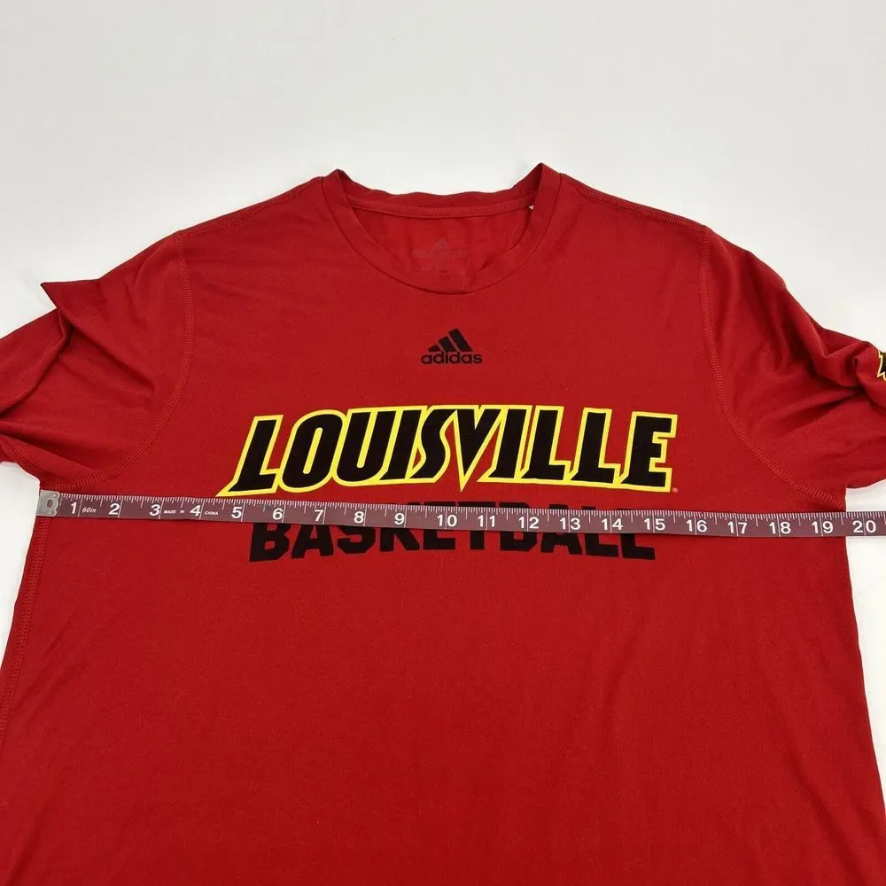 Louisville Cardinals Shirt Men's M Red adidas Long Sleeve Crew Neck Basketball‎